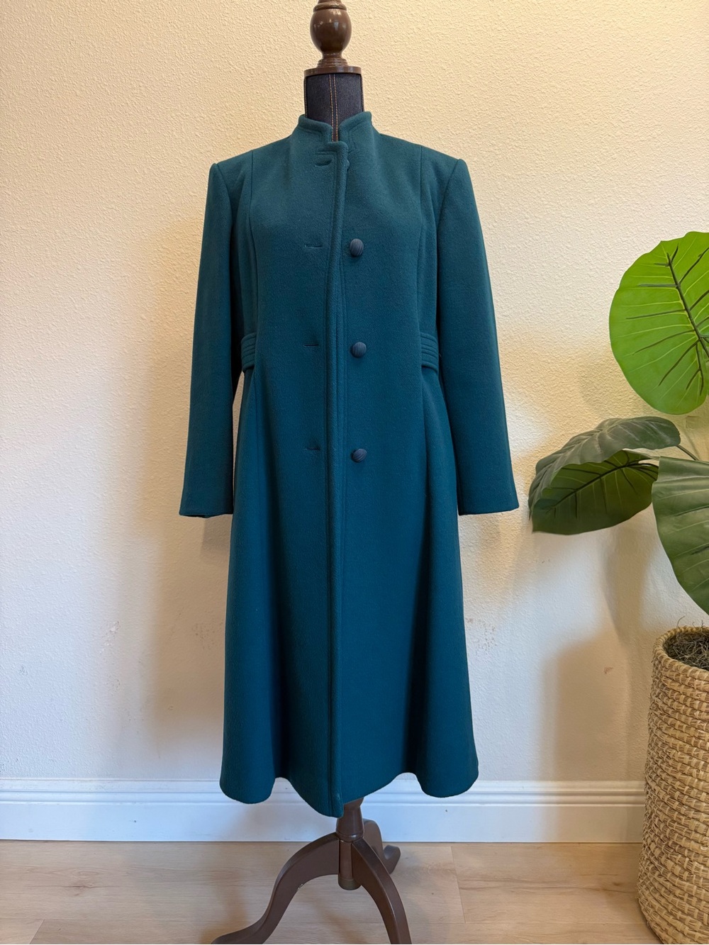 Vintage 1960s Lorendale Teal Pure Wool Coat Union Made USA Small